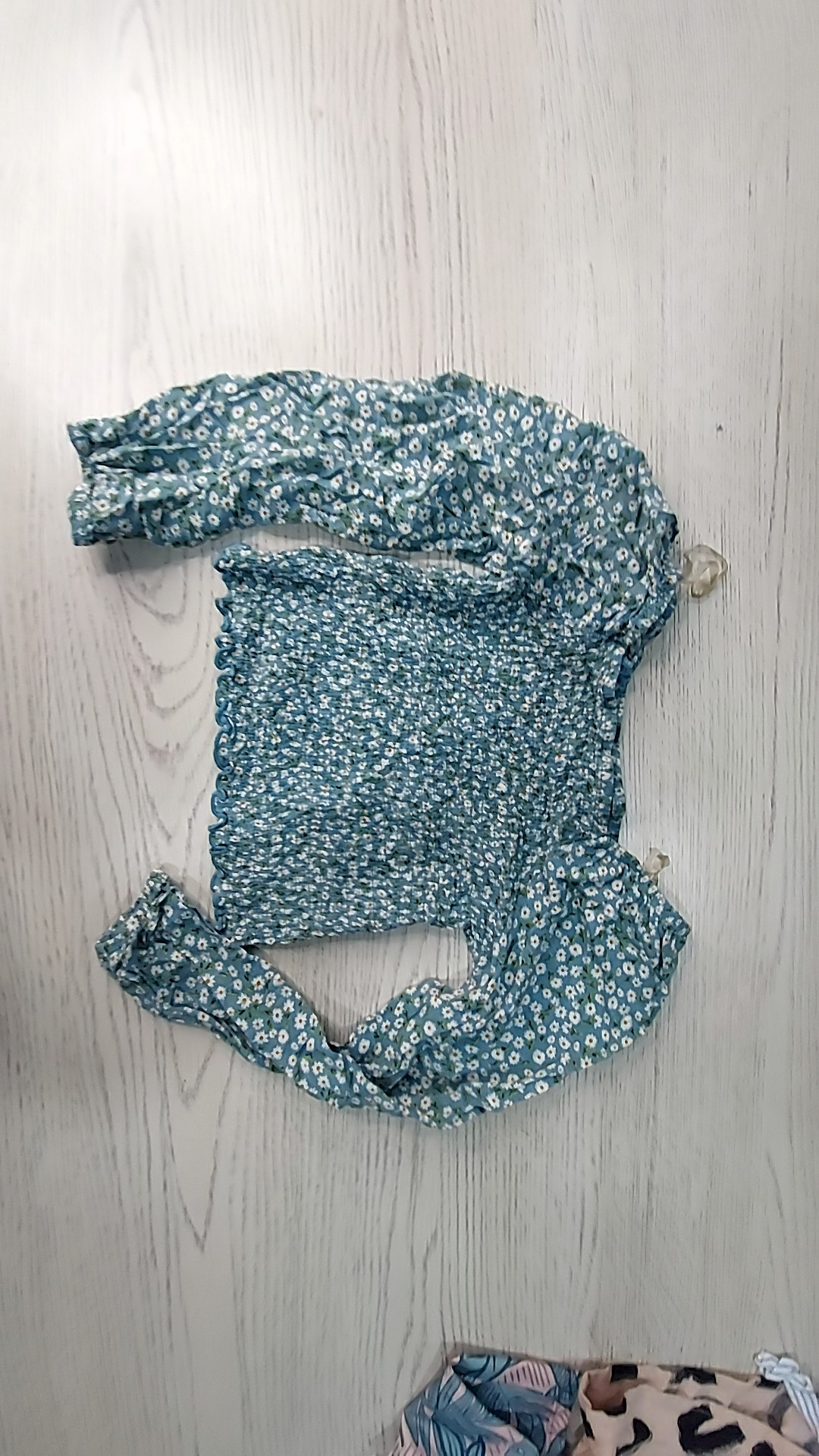 Floral Print Smocked Long Sleeve Top